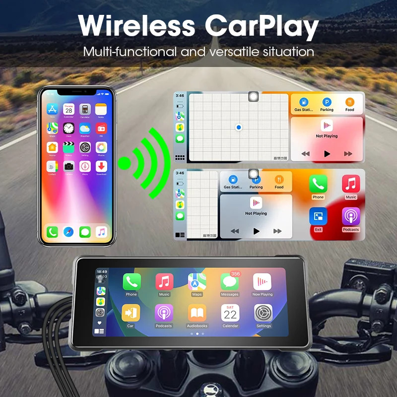 6.86 Inch Motorcycle DVR Portable Waterproof Touch screen Wireless Android
