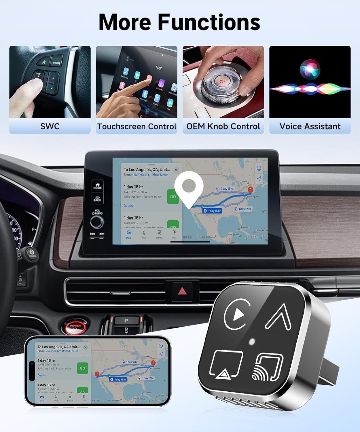 4-IN-1 Carplay Adapter Wired to Wireless CarPlay Android Auto Mirror Link –2026