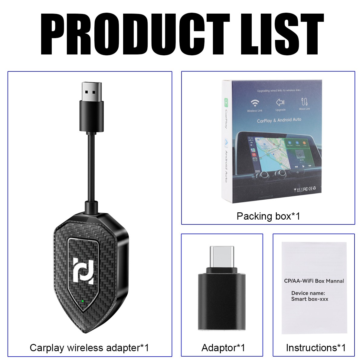 Auto Car Play Wireless Adapter CarPlay Wireless Adapter for iPhone IOS Android —