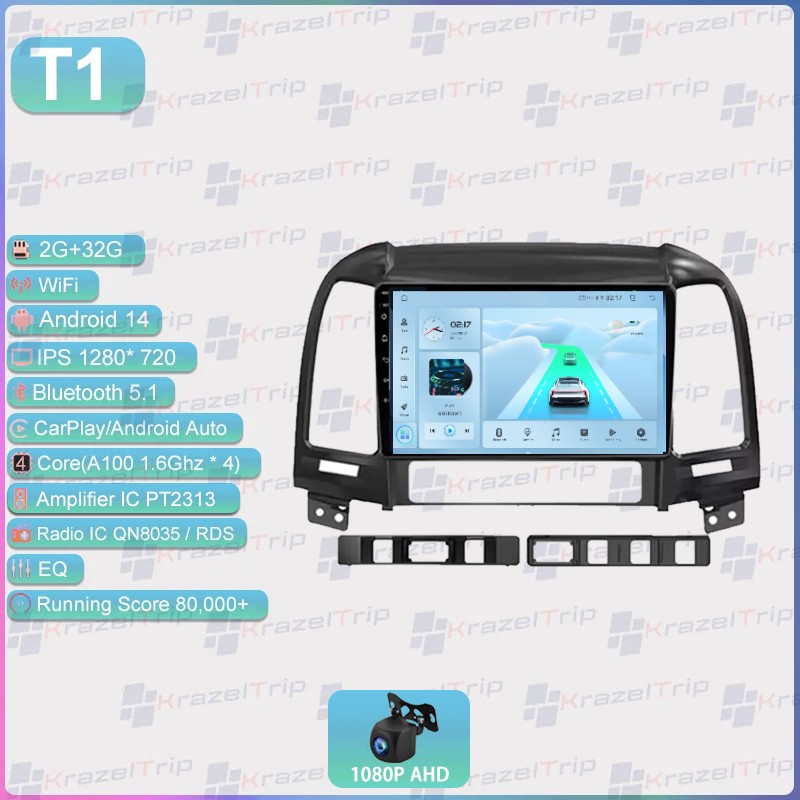 Car Radio For Hyundai Santa Fe 2006 – 2012 8 Core 64GB Carplay Head Units Audio