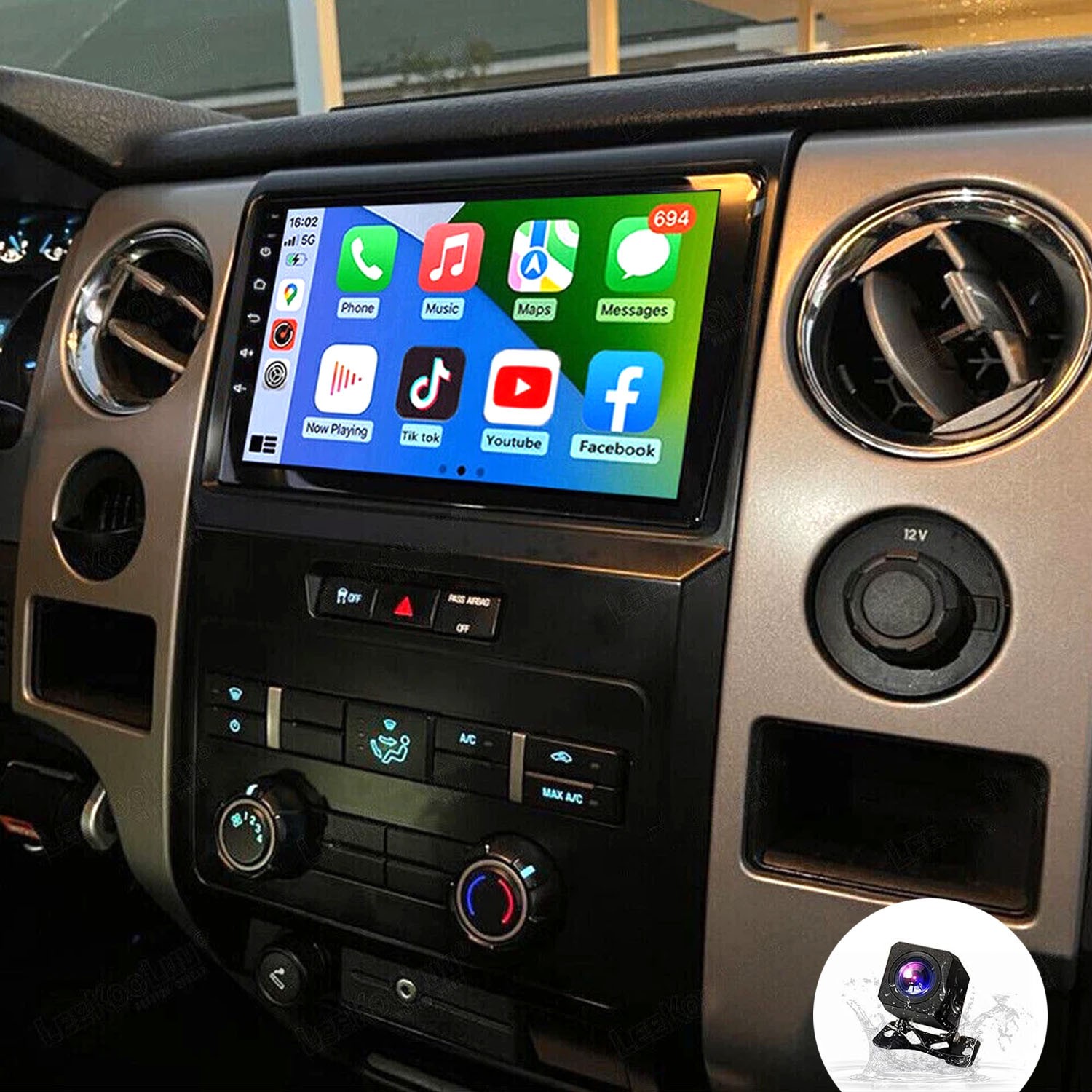 For Ford F150 2009-2014 Carplay Android 13 Car Stereo Radio WiFi GPS Navi Camera