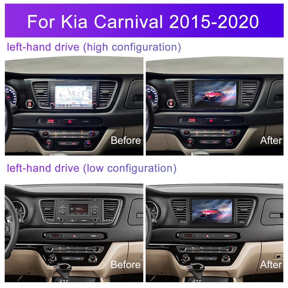 4+64GB Car Radio For Kia Carnival Sedona 2015-2020 Stereo Android 15 GPS Carplay