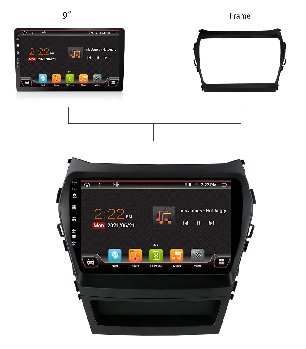 9″ For Hyundai Santa Fe IX45 2013-2018 Android 14.0 CarPlay Car Stereo Radio GPS