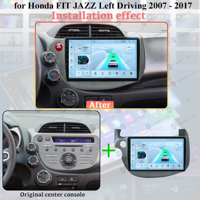 Android 14 4GB+32GB Auto Car Radio For Honda Fit Jazz 2007 – 2014 Backup Camera