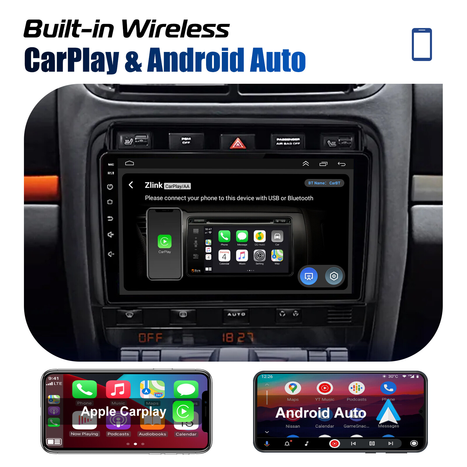 FOR 2002-2010 PORSCHE CAYENNE ANDROID 14 CARPLAY CAR STEREO RADIO GPS NAVI + CAM