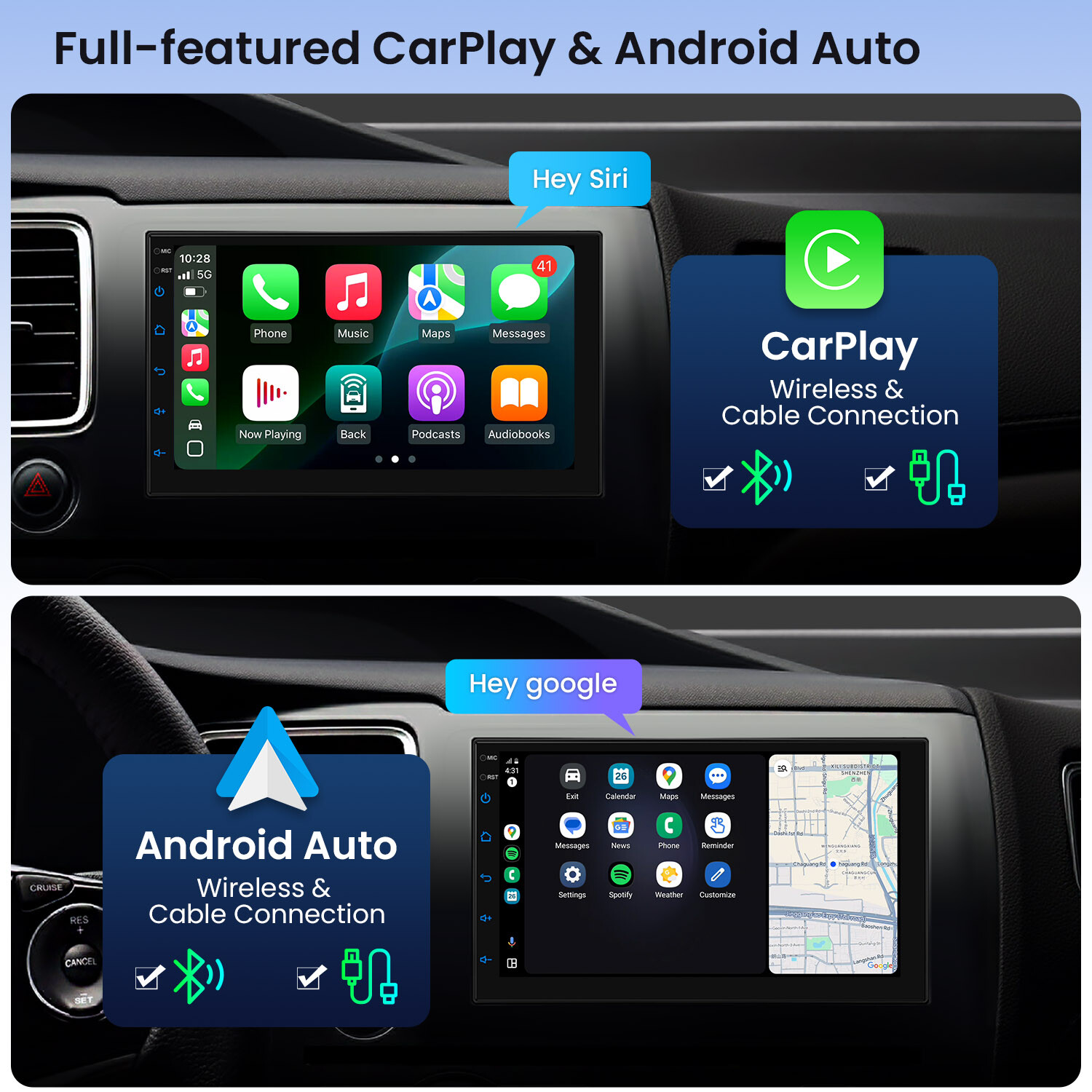XTRONS Double Din 7″ Android 14 8-Core 4+64GB Car Stereo Head Unit GPS Radio RDS