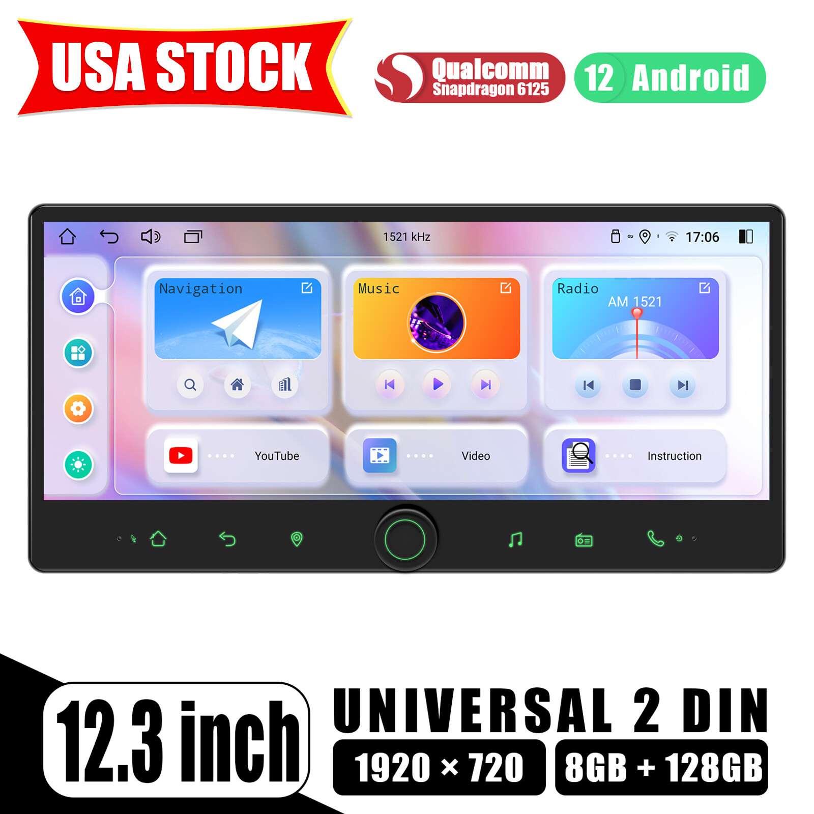 JOYING New Arrival 12.3 Inch Double Din Car Stereo Android Auto Carplay 8+128GB