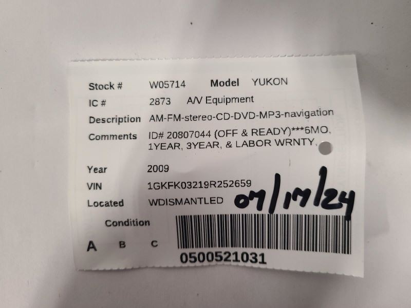 Audio Equipment Radio Opt Uvb ID 25894202 Fits 08-09 TAHOE 1851468