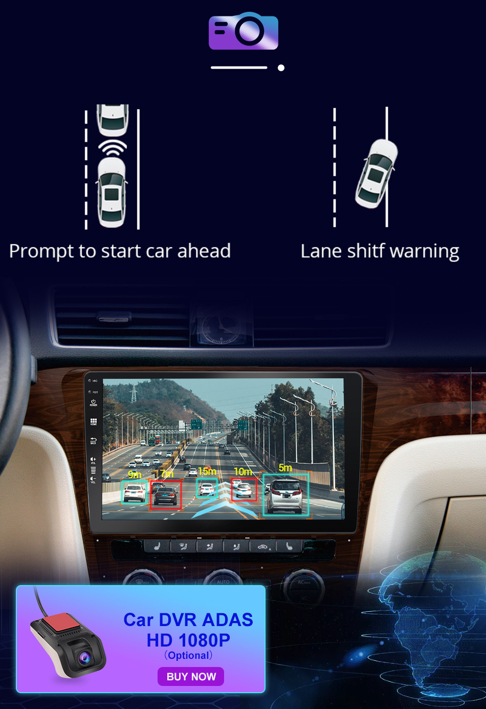 9″ Android 14 Head Unit Car Radio Stereo In dash Car Play GPS 4GB+64GB 8Core DSP
