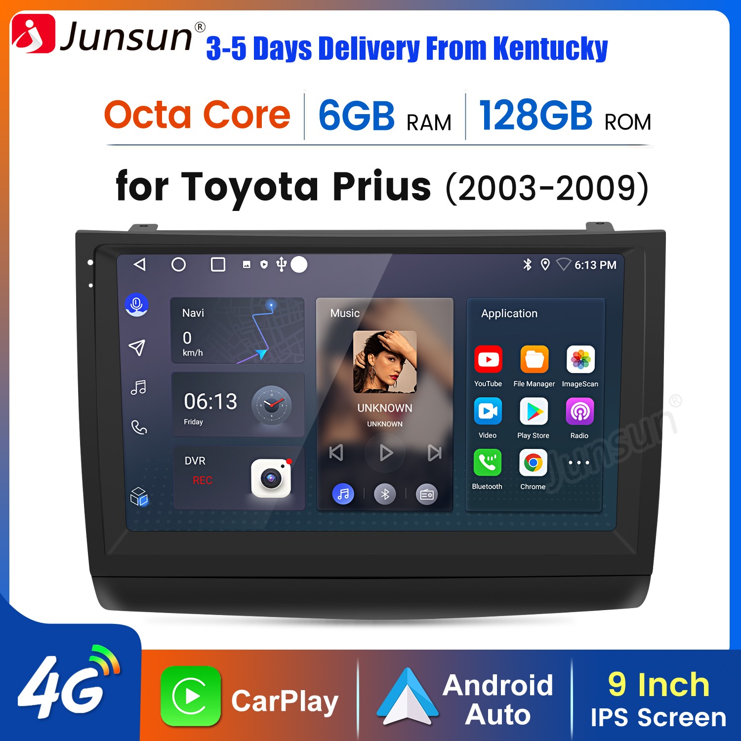 8Core 6+128G Android15 Carplay Car Radio GPS Navi RDS For Toyota Prius 2003-2009