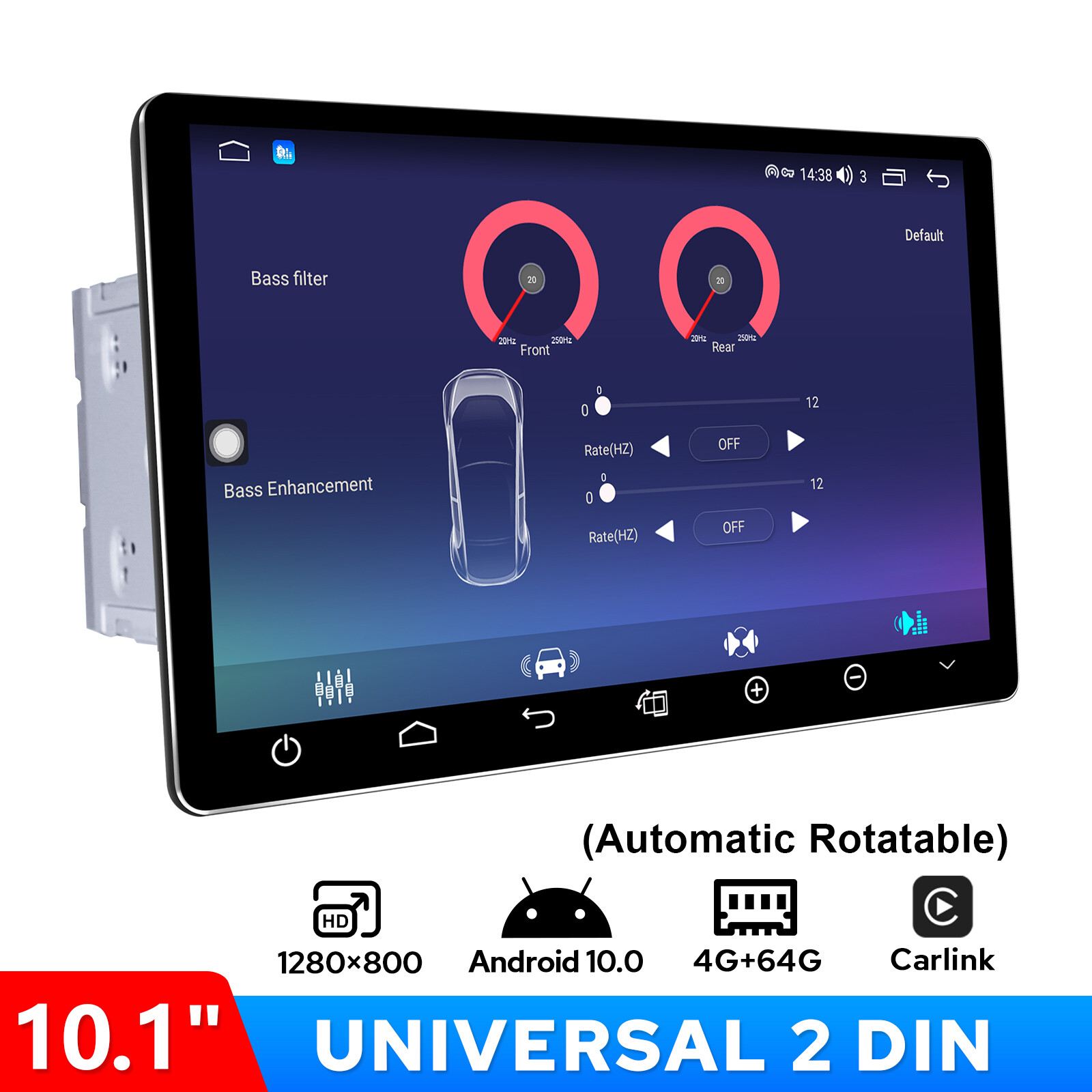 JOYING 10.1″ Android 10 Double Din Automatic Rotatable Touchscreen Head Unit