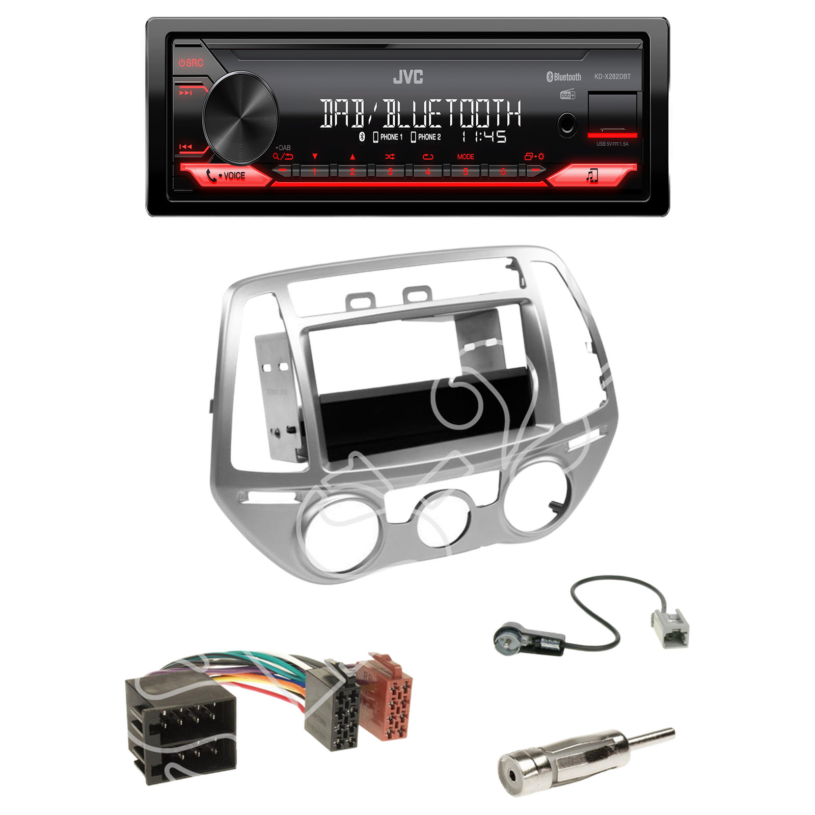 JVC KD-X282DBT Radio DAB USB Bluetooth with installation kit for Hyundai i20 (PB)