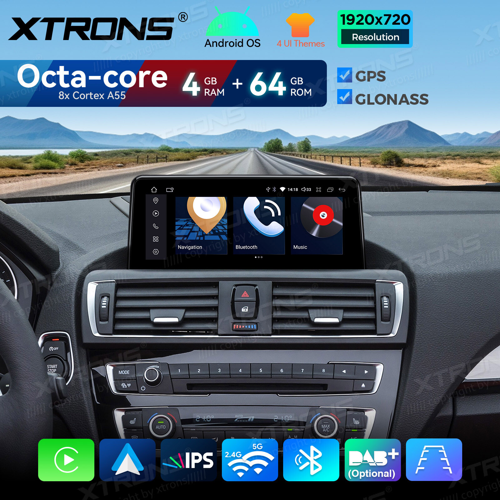8Core Car Stereo CarPlay Android 14 GPS Navi For BMW 1/2 er F20 F21 F22 F23 NBT