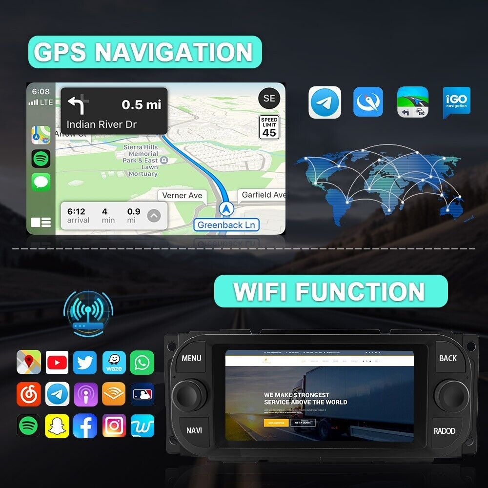 para 2001 2002-2004 DODGE DAKOTA CARPLAY ANDROID Radio Estéreo de Coche GPS