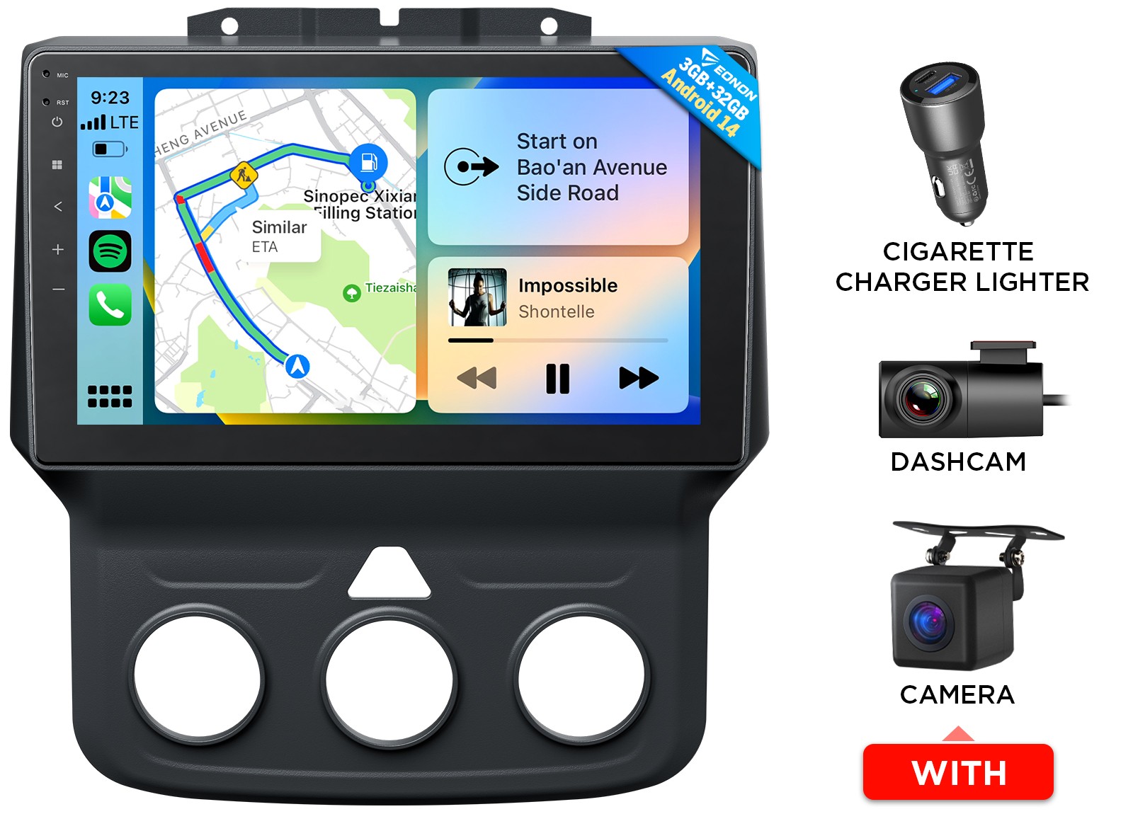 Android 14 Auto 9″ IPS Touch Car Radio Stereo CarPlay GPS DSP WiFi For RAM 3500