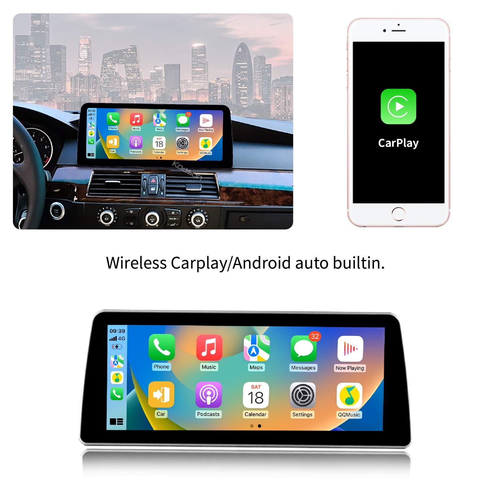 12.3in Touch Screen CarPlay Android Auto BMW 5 Series 6 Series E60 E61 E63 E64