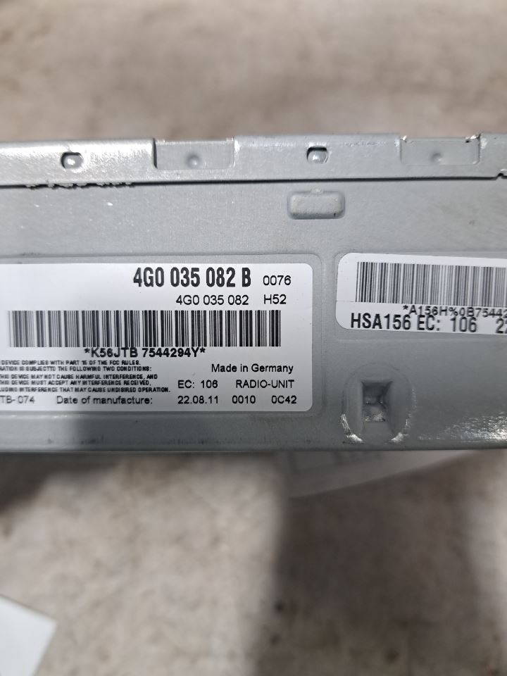 2012 Q5 Audi Stereo Radio Receiver,Trunk Mounted,4g0035082 Sku#4345854