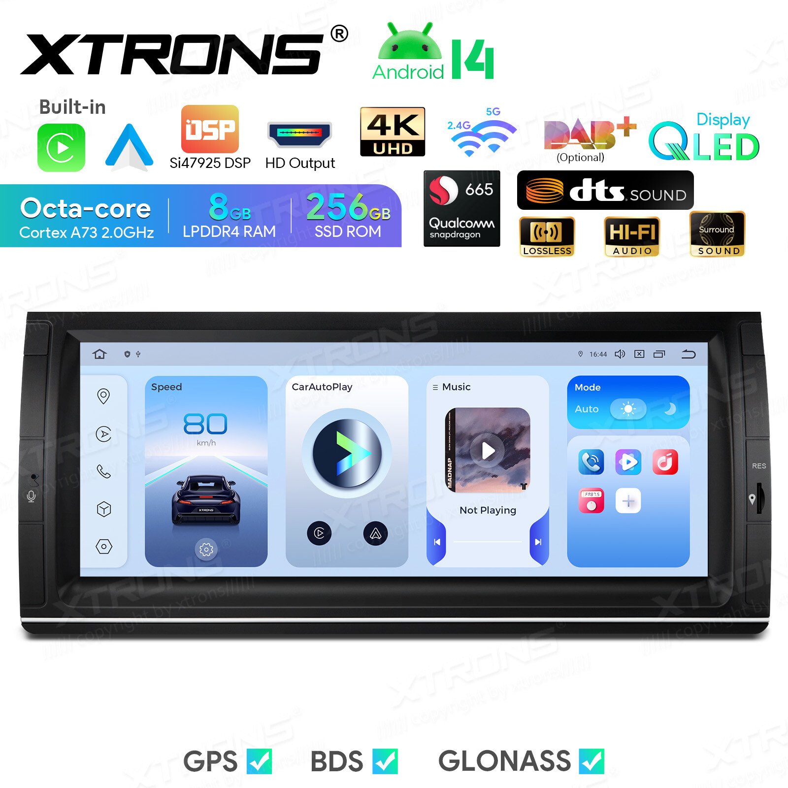 10.25″ QLED Android 14 8-Core 8+256GB Car Stereo Radio GPS For BMW X5 E53 DTS 4K