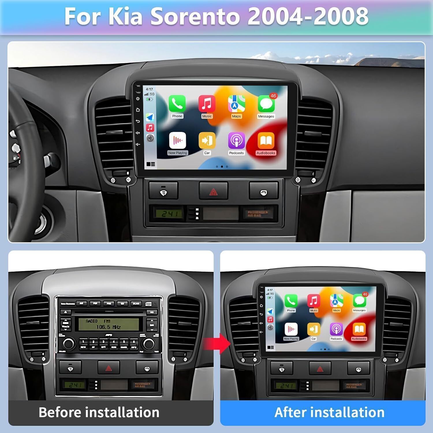 Android Wireless Carplay Car Stereo WIFI GPS Navi Radio For Kia Sorento 2004-08