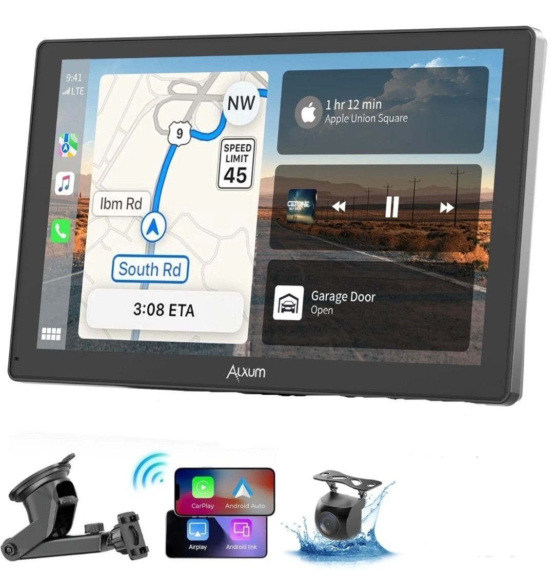 Alxum Wireless CarPlay Display Android Auto 9 inch HD Backup Camera SK6901 NEW