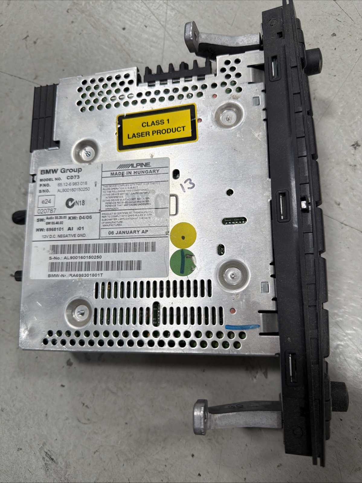 BMW Alpine CD73 Business Radio Head Unit OEM 6512 9150109 E90 E92 2007-2013 USED