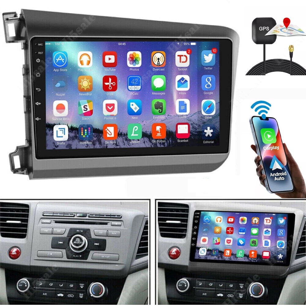 For 2012-2015 Honda Civic Apple Carplay Car Stereo Radio Android 15.0 GPS 4+64GB