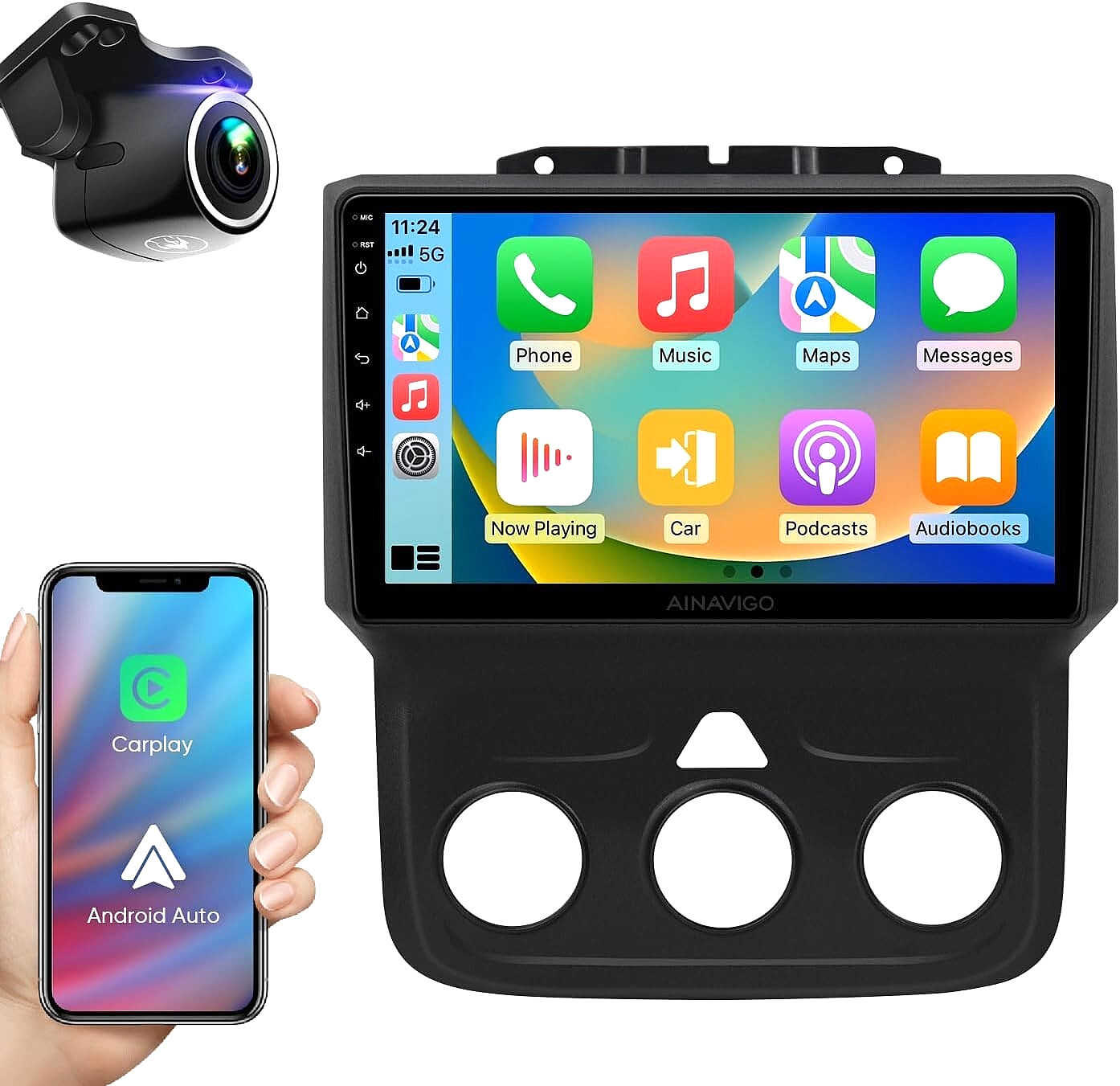 Car Stereo for Dodge Ram 1500/2500/3500 (2013–2018) Wireless CarPlay & Android