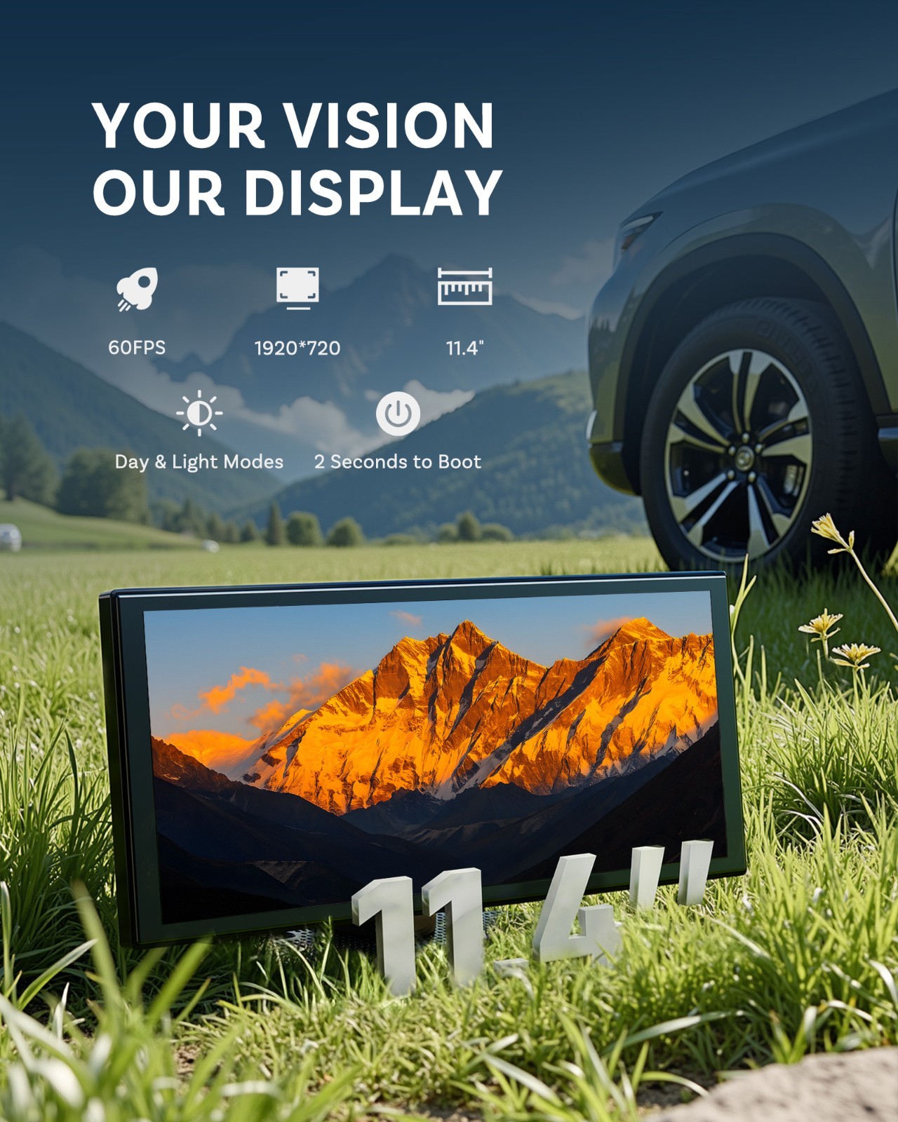 Ottocast AI Touch Screen 11″ AI-Gemini & Video Wireless Carplay+Android w/Camera
