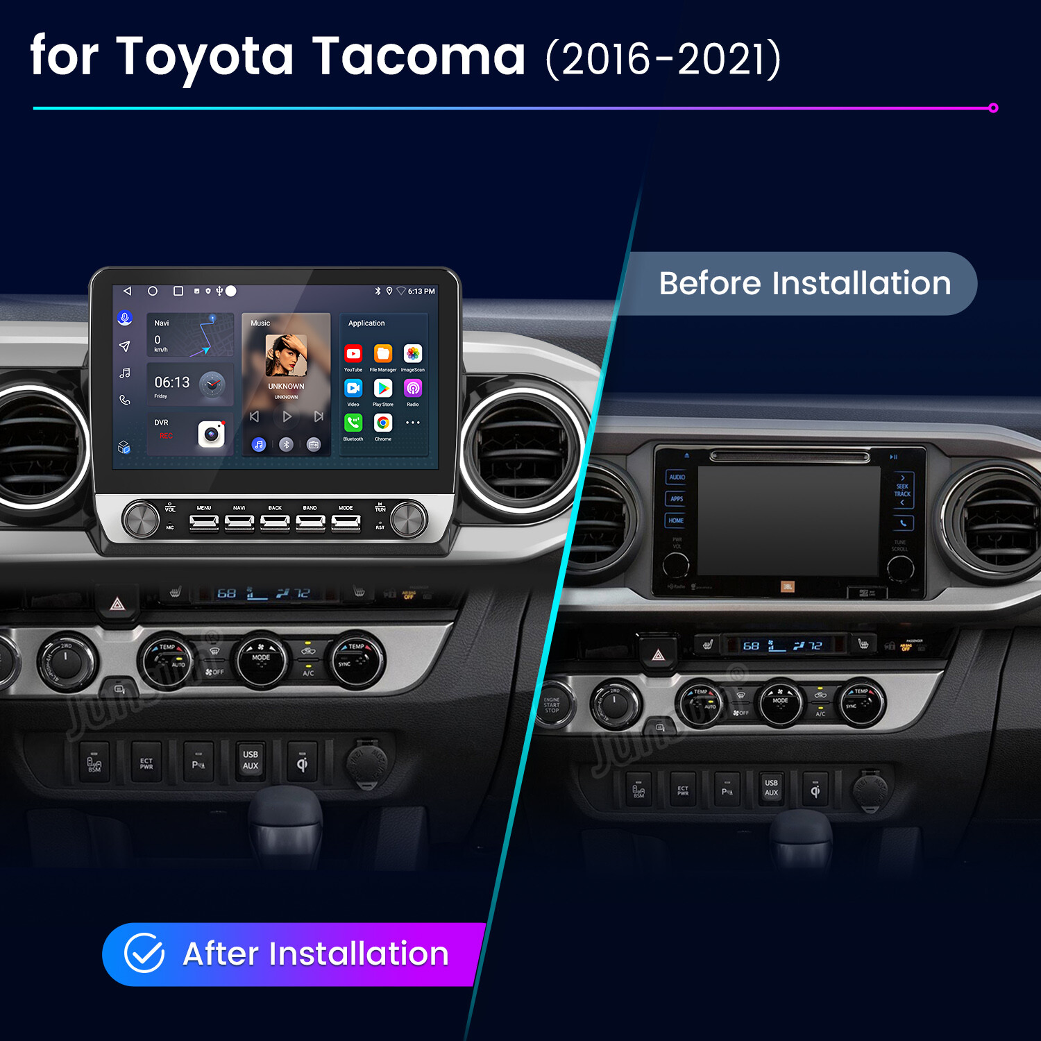 10.1″1+32G Android15 Carplay Car Stereo Radio GPS BT For Toyota Tacoma 2016-2022