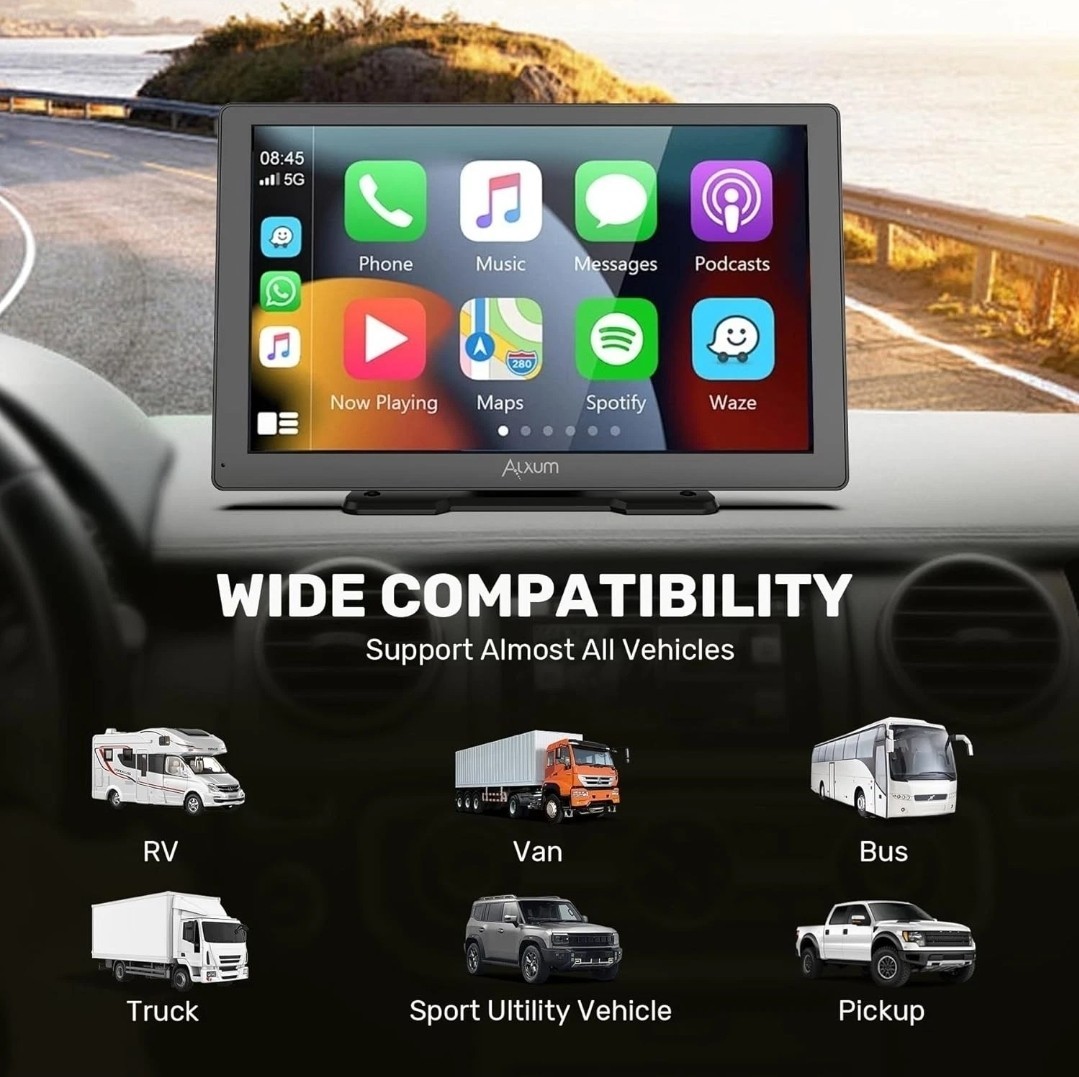 Alxum Wireless CarPlay Display Android Auto 9 inch HD Backup Camera SK6901 NEW