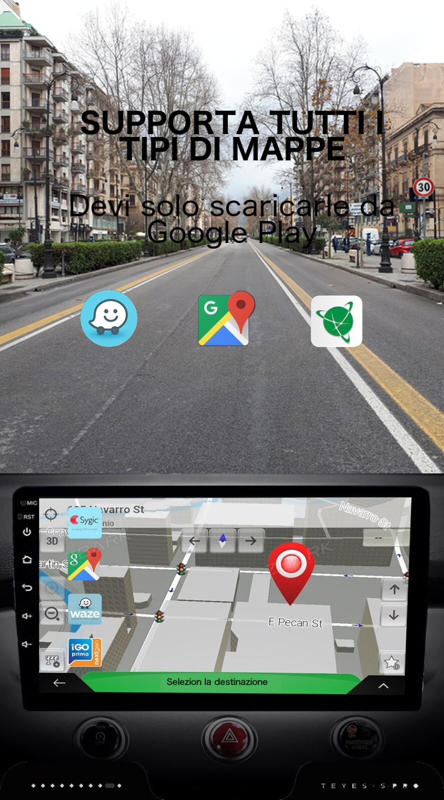CAR TABLET FIAT 500X CAR RADIO ANDROID 14 2din 9″ 4GB RAM 64GB ROM WiFi CARPLAY