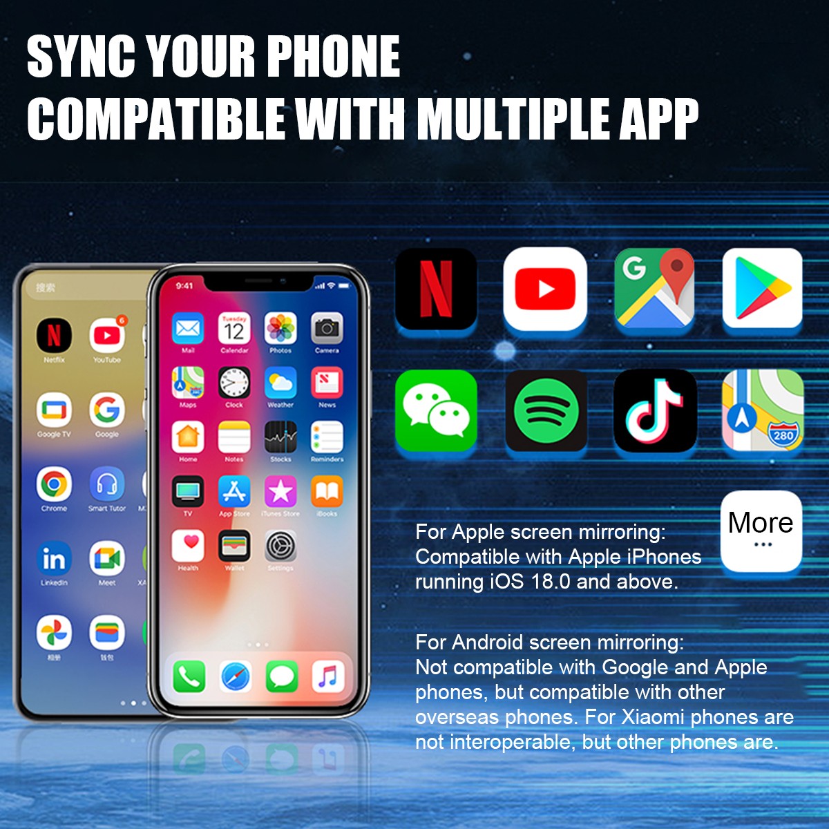 Wireless Carplay Android Auto Adapter Airplay Bluetooth Wi-fi Mirror Link Screen