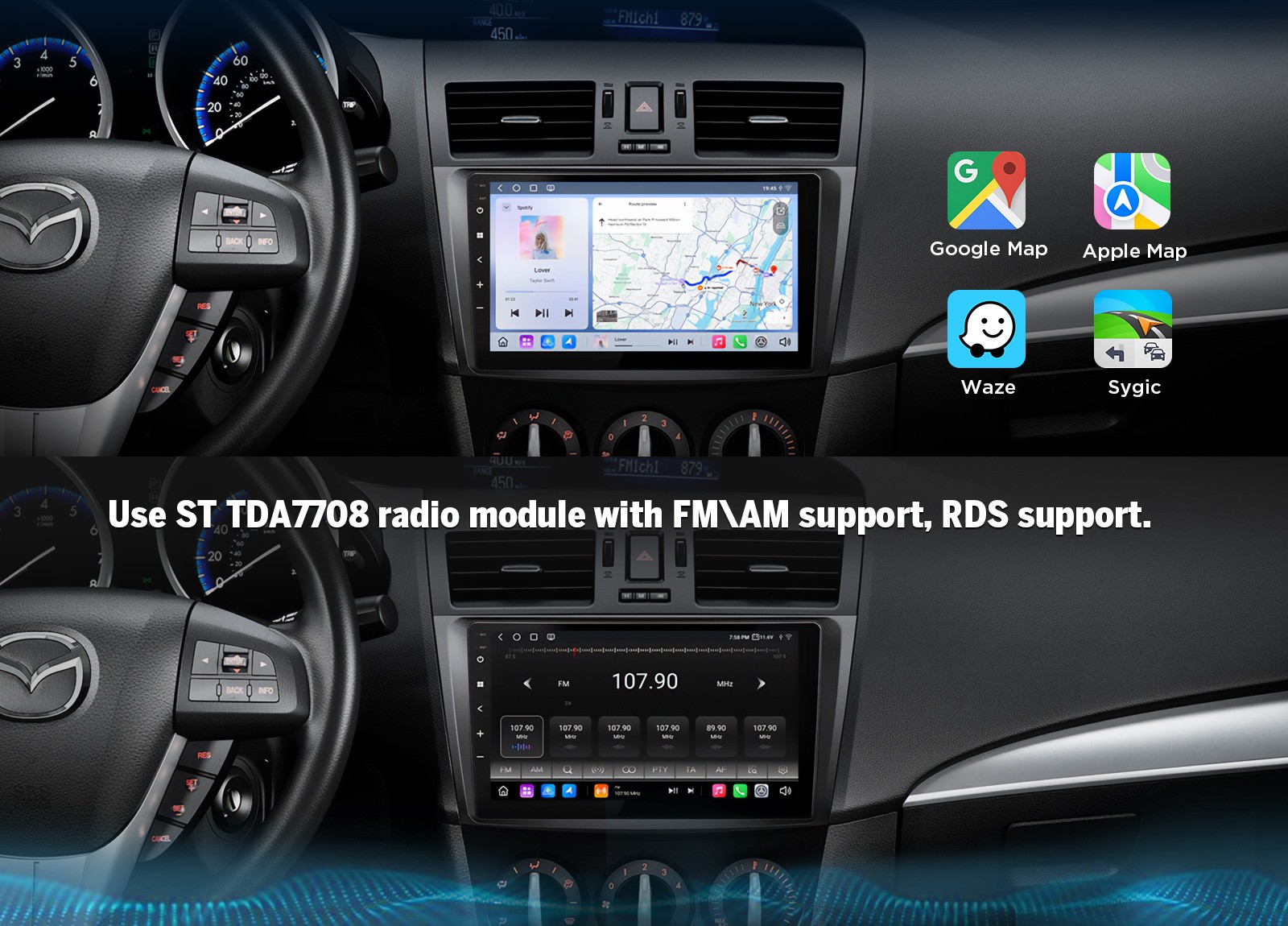 For Mazda3 BL 2010-2013 Car Radio 9″Android QLED 6+64 Wireless CarPlay DSP Audio