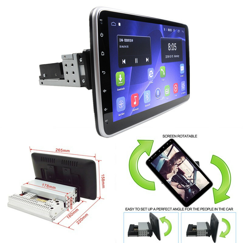 1 din Rotation Android Car Radio player GPS Navigation Multimedia 10.1in Display