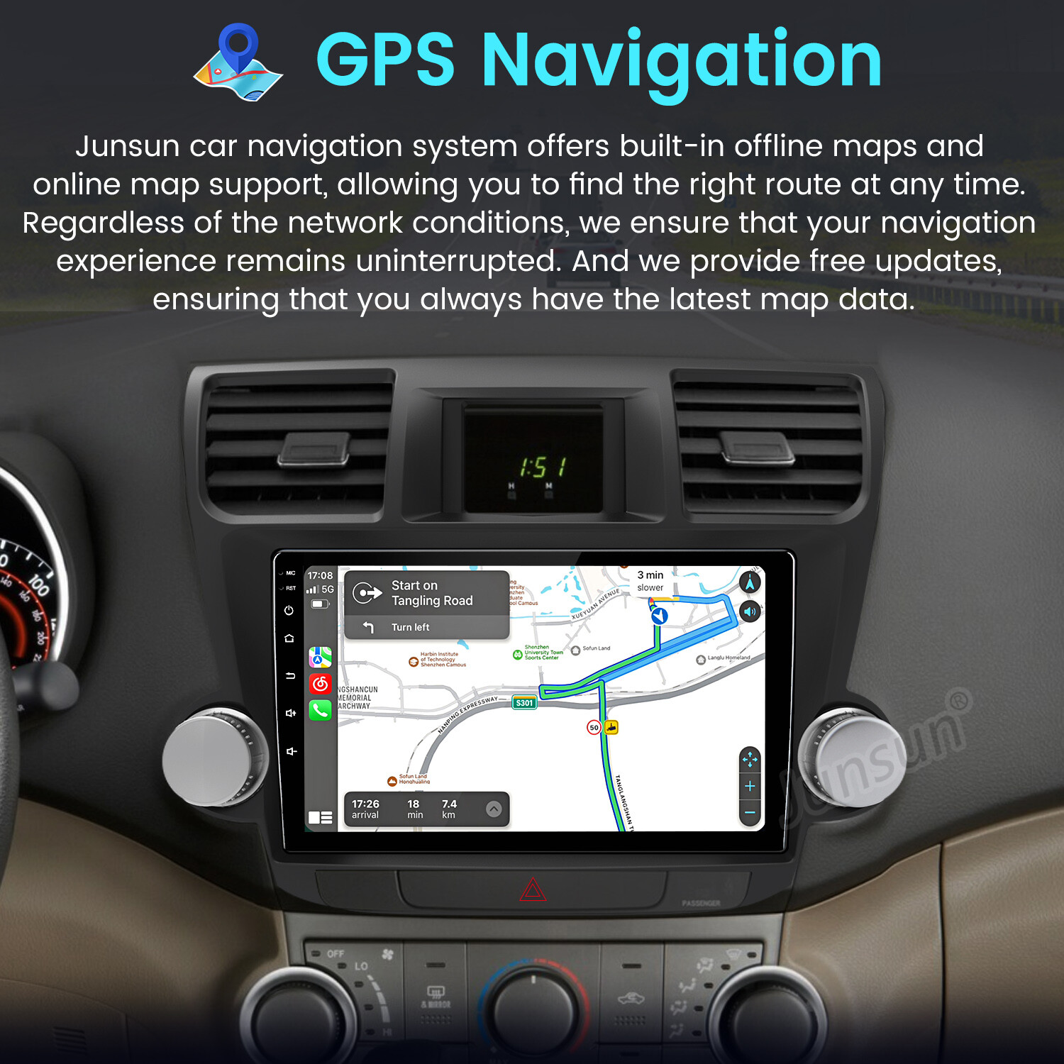 2+64GB Android 13 CarPlay Car Stereo Radio GPS for Toyota Highlander 2009-2013