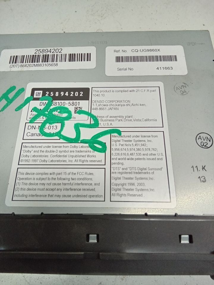 Audio Equipment Radio Opt Uvb ID 20807044 Fits 08-09 TAHOE 3954525