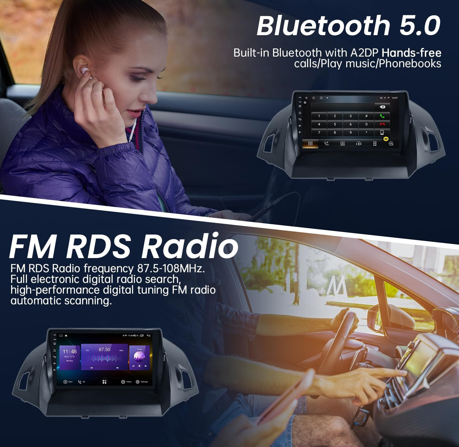 2+32GB For Ford Escape Kuga 2013-2016 Android 13 Car Stereo Radio GPS W/Camera