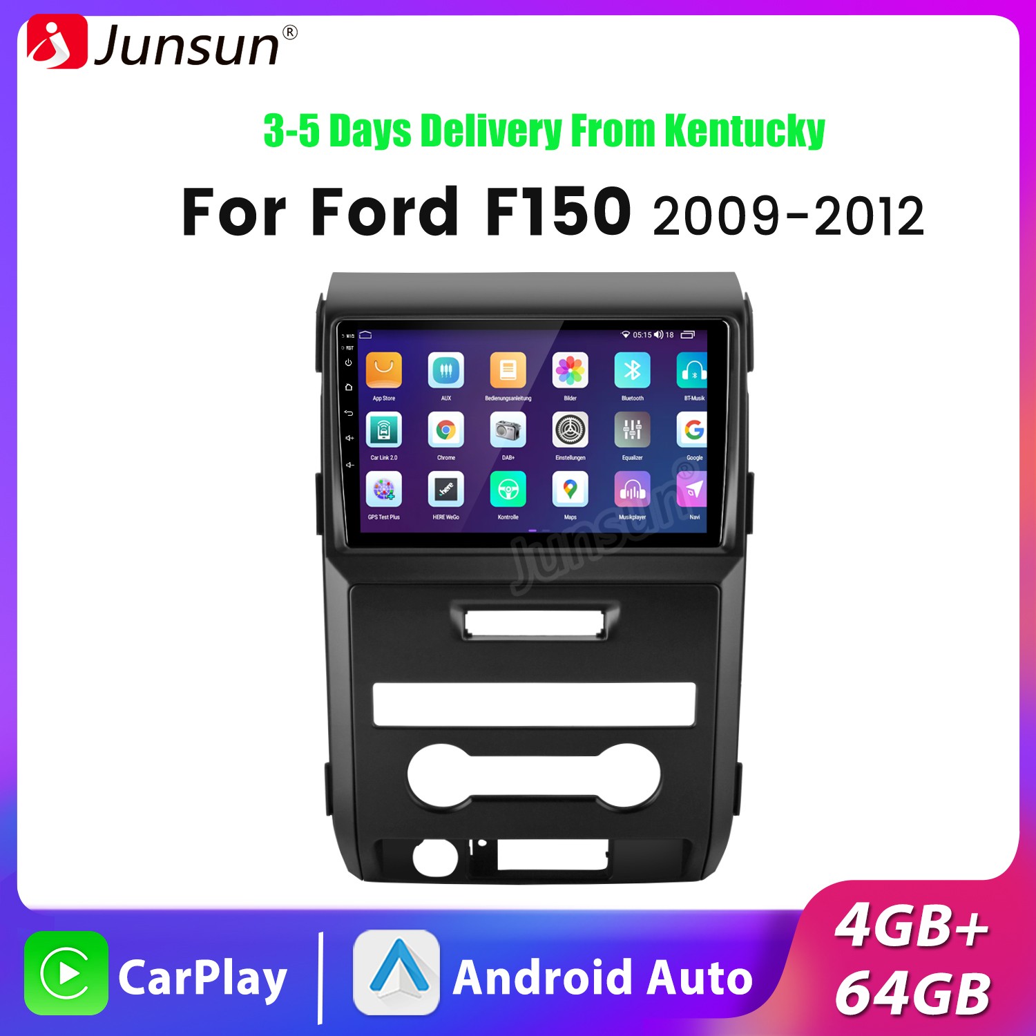 Android15 4+64GB Carplay For Ford F-150 F150 2009-2012 Car Stereo Radio GPS Navi
