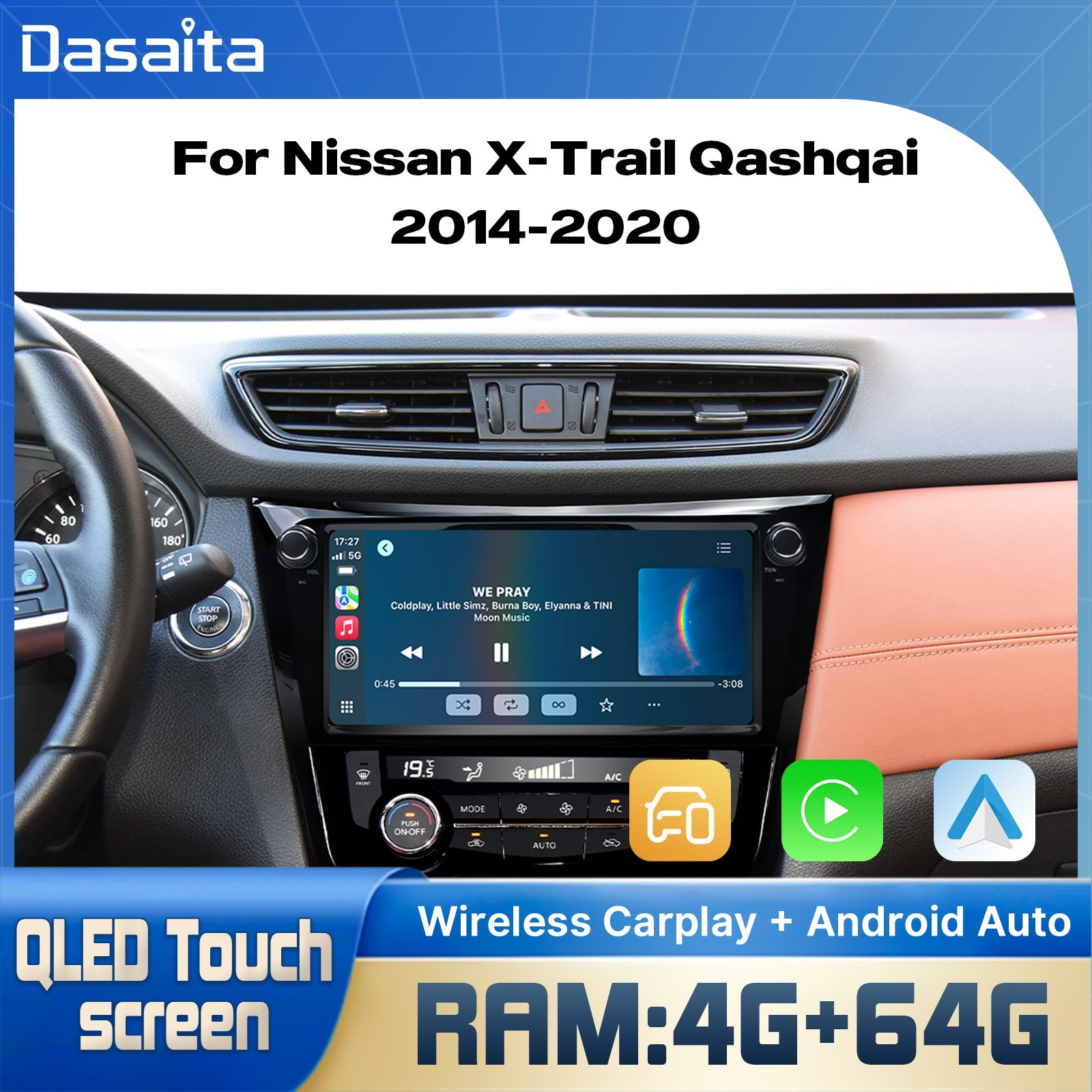 Dasaita G13 Car Radio For Nissan Rogue 2014-2020 Rogue Sport 2018-2020 CarPlay