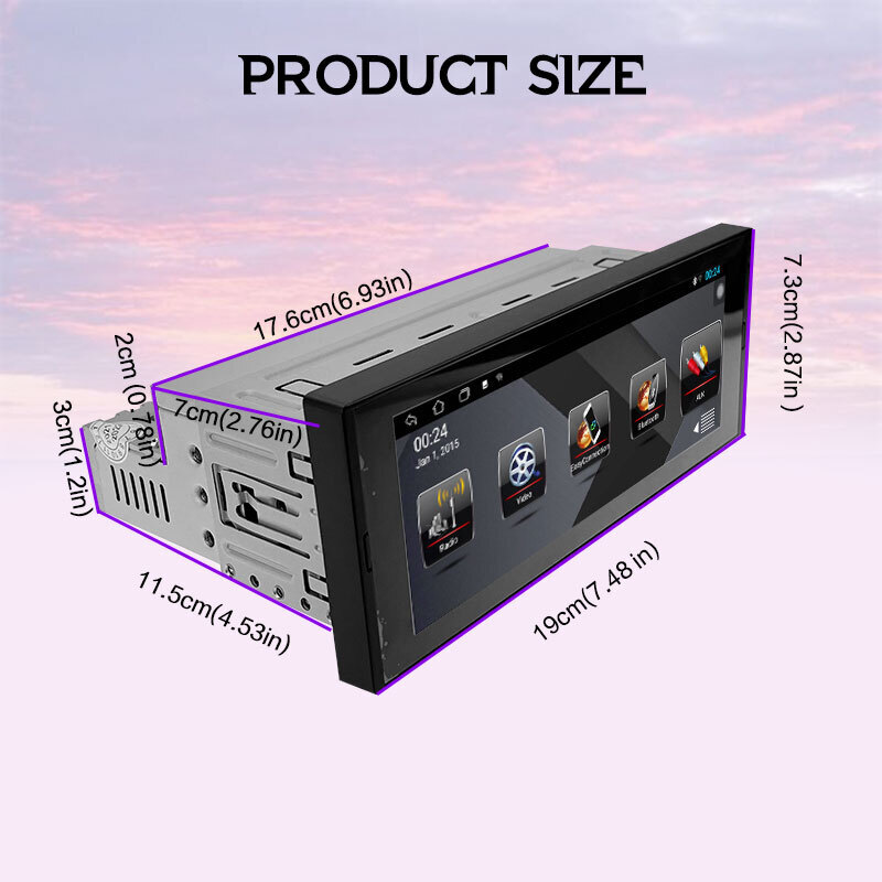 6.9 inch Single 1Din Car Radio GPS WiFi Mirror Link Bluetooth 1+16G Touch Screen