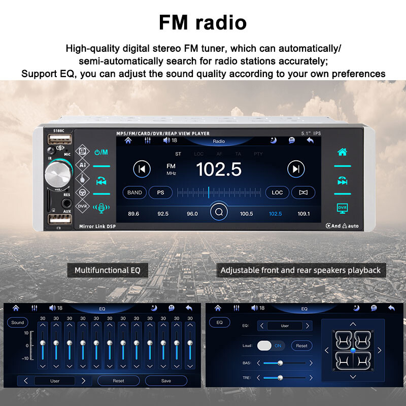 5.5″ Car Radio Stereo Andriod Auto Single1 Din BT wince Carplay IPS Touchscreen