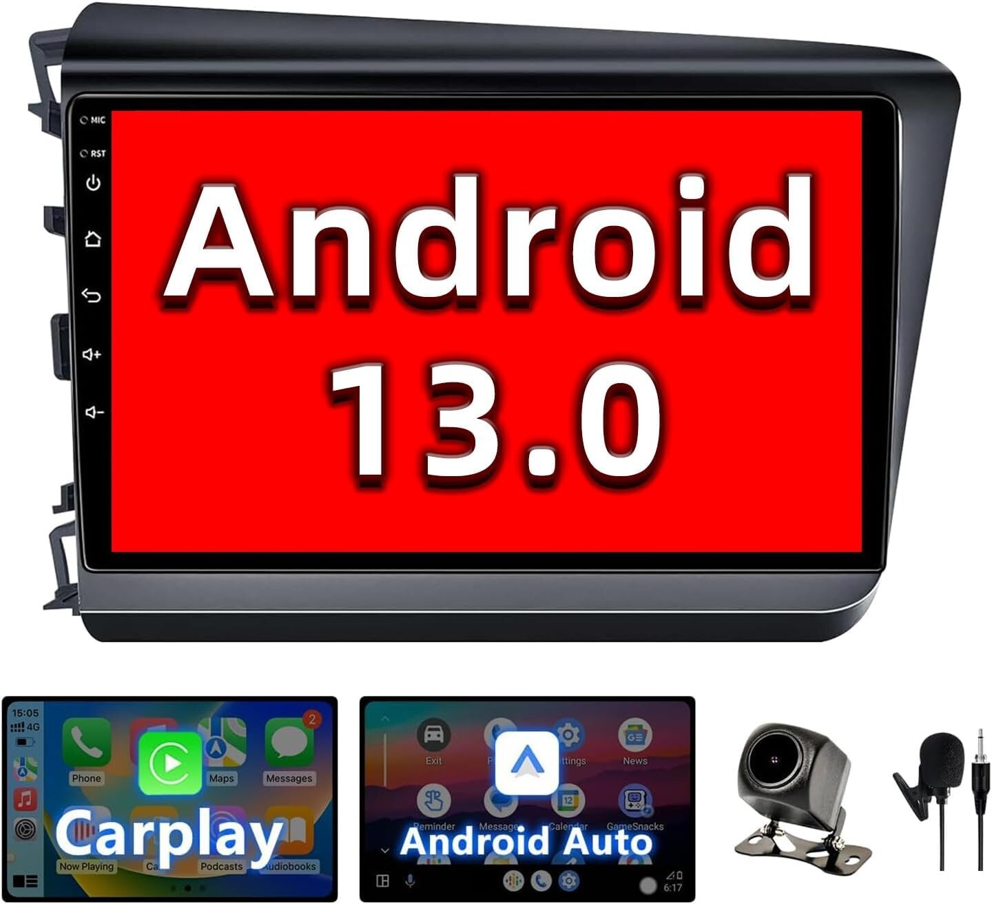 Car Radio Stereo for Honda Civic 2012-15 9 ” Head Unit TScrn W/L CarPlay An