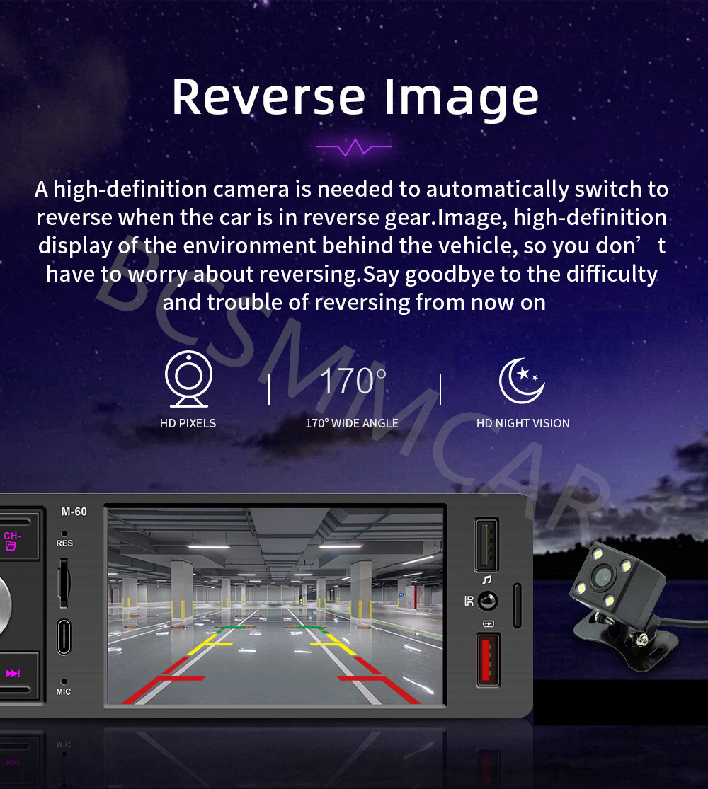 Car Stereo Radio MP5 Player Single 1Din FM For Carplay Bluetooth USB W/Camera