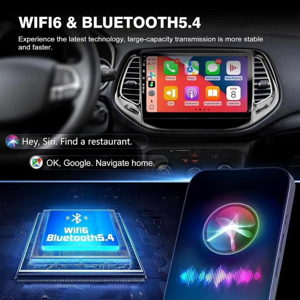 Jeep Compass 2017-2020 Android 13 10″ Car Radio CarPlay GPS Cam