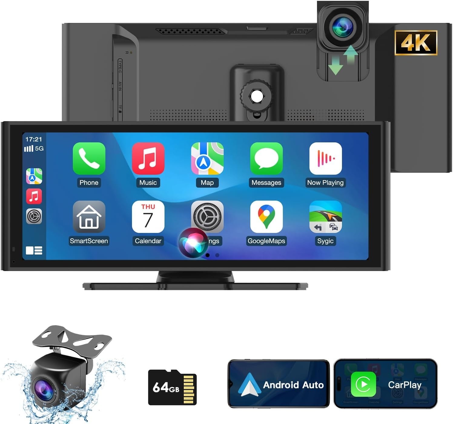 CarPlay Display 10.26 Inch IPS Touch Screen, Android Car Display with 4K Dash Ca