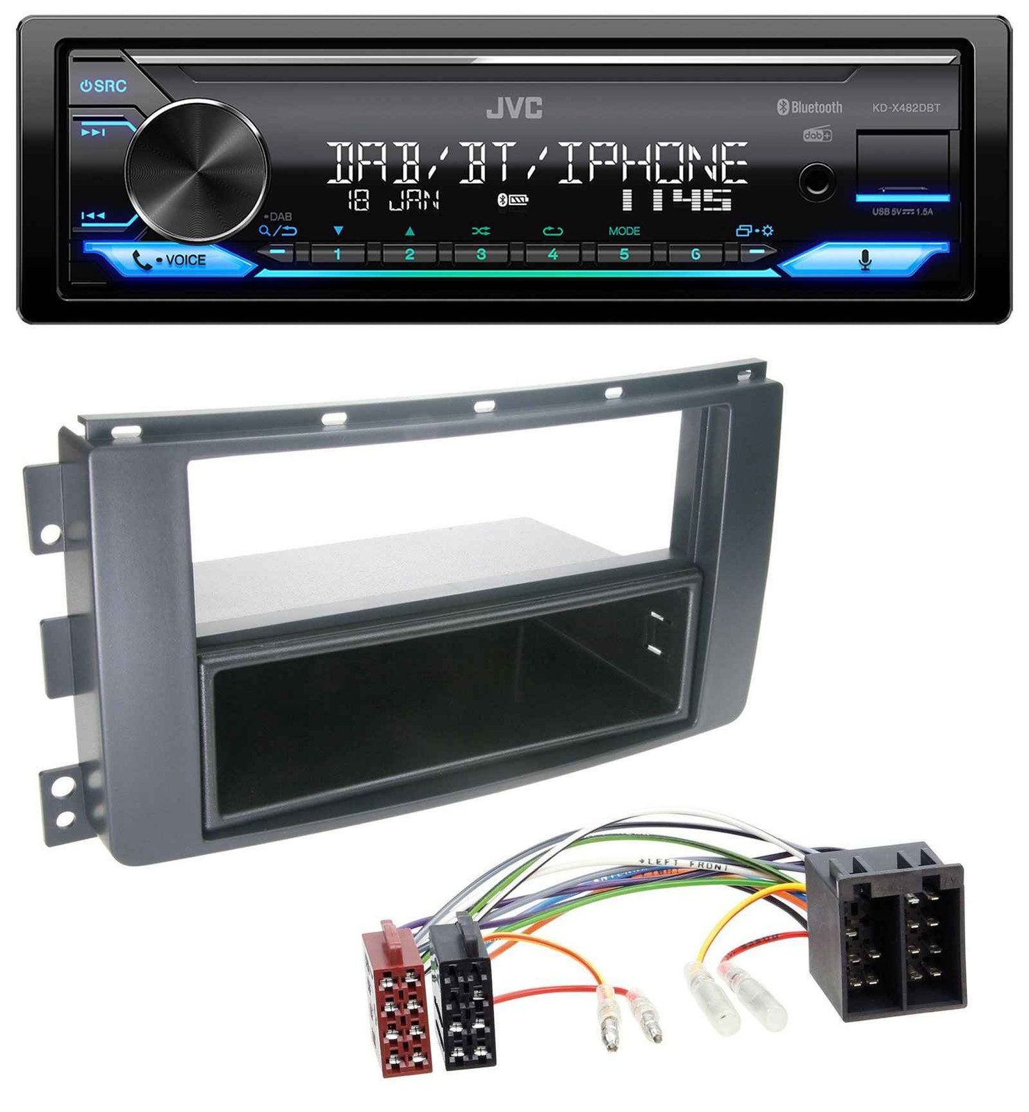 JVC Bluetooth DAB USB MP3 Car Stereo for Smart ForFour 454 ForTwo 451 ISO