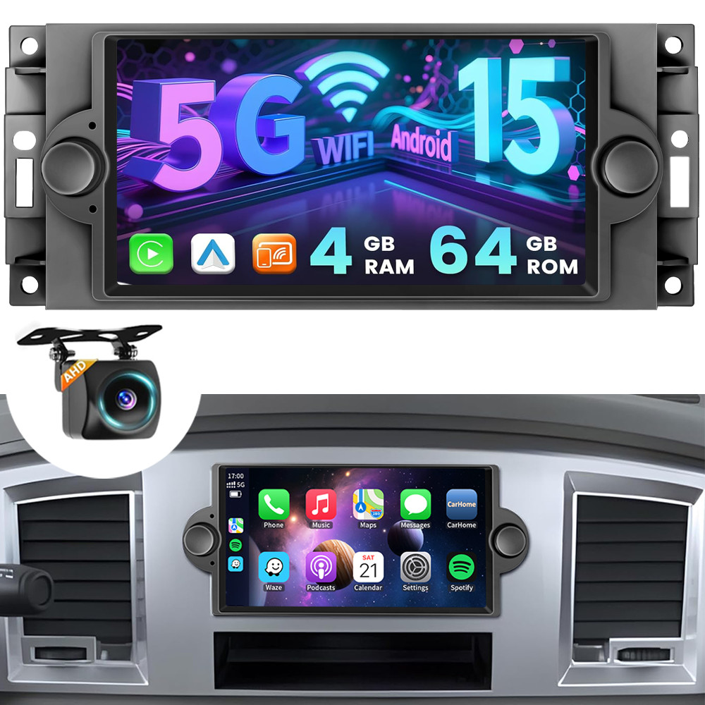 For 2006 2007 2008 DODGE RAM 1500 2500 3500 CarPlay Android 15 Radio GPS SWC