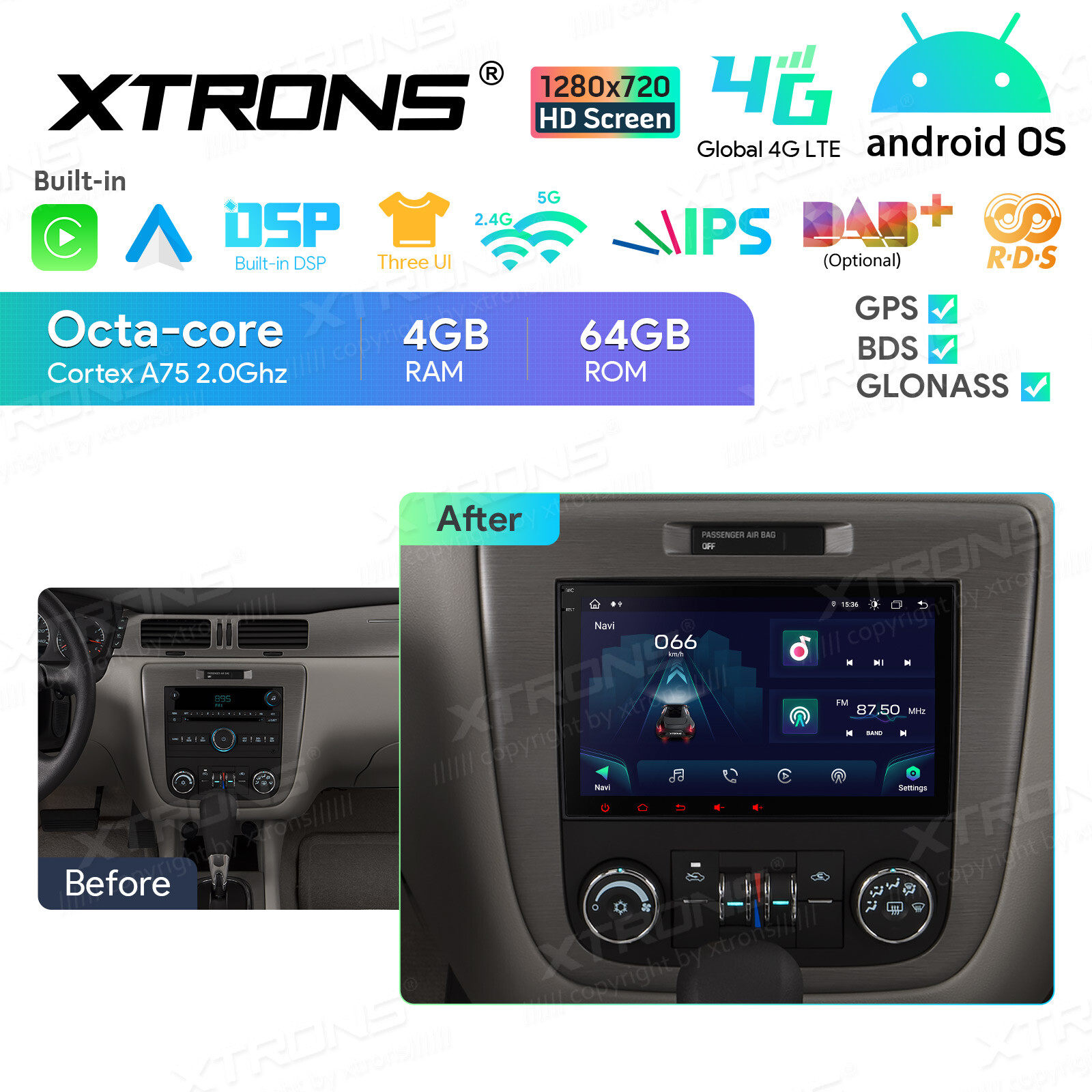 Android 14 8-Core 64GB Car Stereo GPS Radio 4G WIFI For Chevrolet GMC HUMMER H2