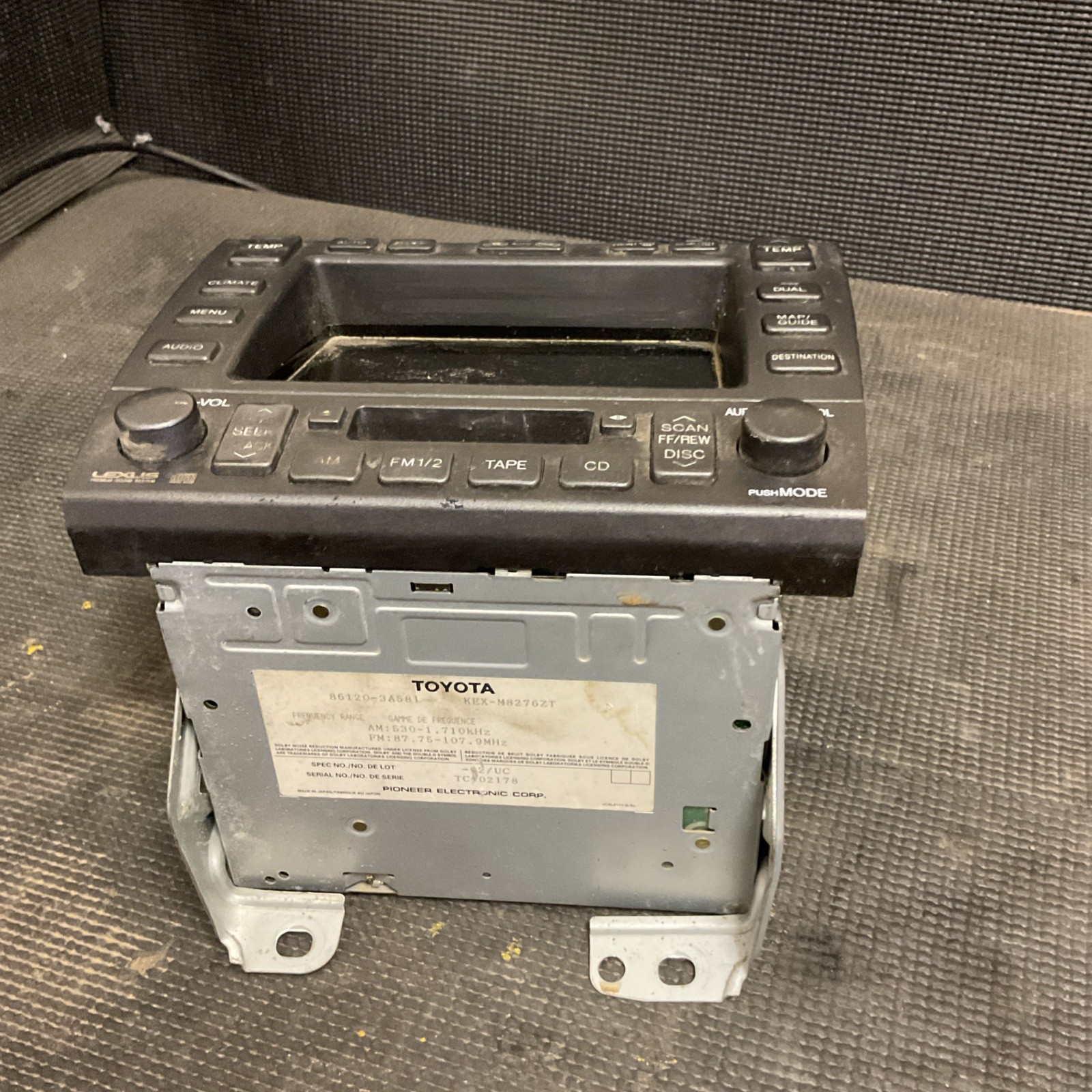 1999 Lexus Gs300 Navigation Screen W/ Cassette Player