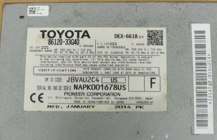 Lexus ES300h ES350 2013-2015 OEM Radio Receiver CD Player AM FM 86120-33G40